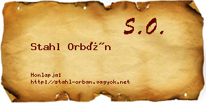 Stahl Orbán névjegykártya